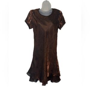 Vintage Karin Steven’s Shimmering Brown Short Sleeve Dress Size 10